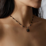 Elara Black Sunstone Necklace